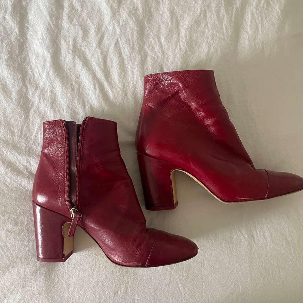 Red bootie heels
